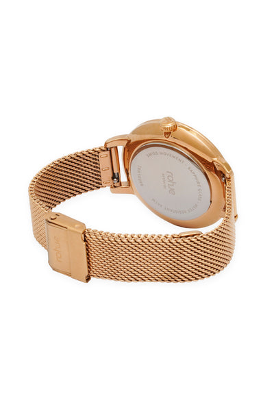 Rohje Artister Classic Black Backplate #strap_rose-gold-mesh